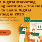 Banner of Srisha Digital Marketing Training Institute – The Best Place to Learn Digital Marketing in 2025 with call-to-action button and graphic of students learning online marketing.